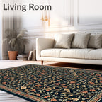 Dark Floral Tree Vine Pattern Rug