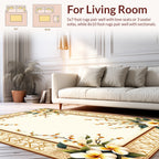 Warm Floral Border With Geometric Accent Rug