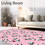 Pink Floral Berry Sprig Arrangement Rug