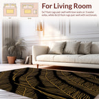 Elegant Gold Feather Design Rug