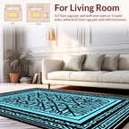Bold Abstract Bunny Pattern Blue Rug