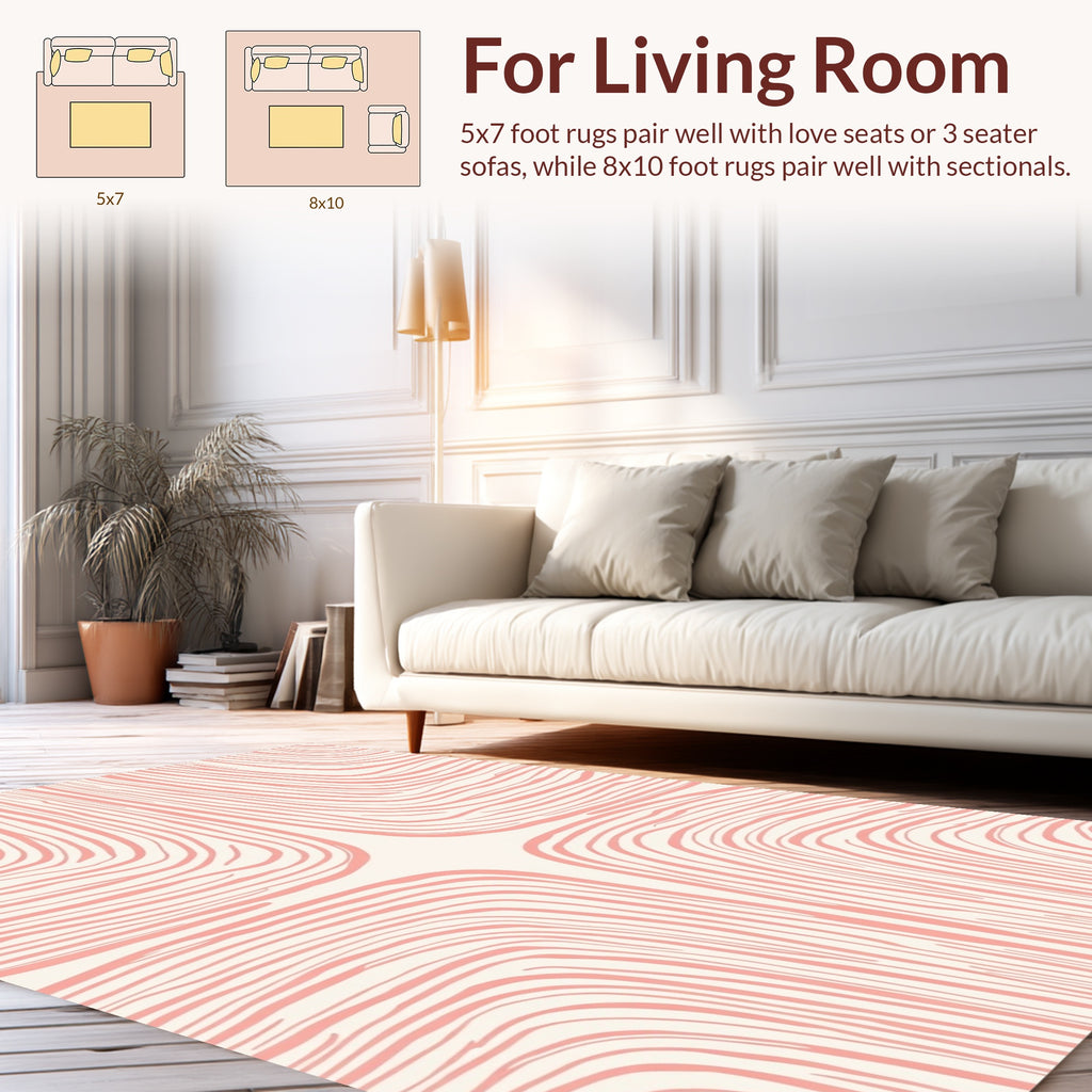 Coral Organic Lines Pattern Rug