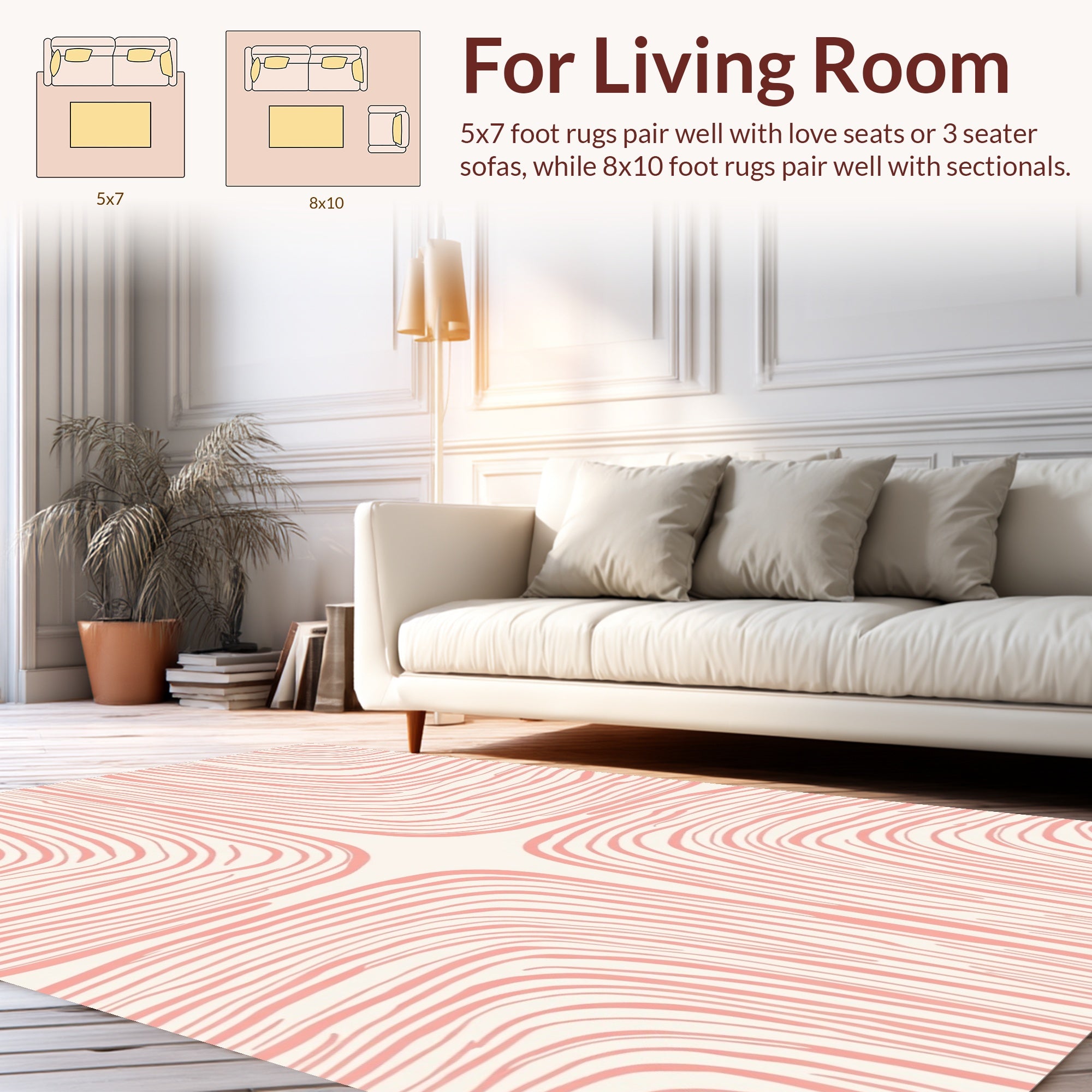 Coral Organic Lines Pattern Rug