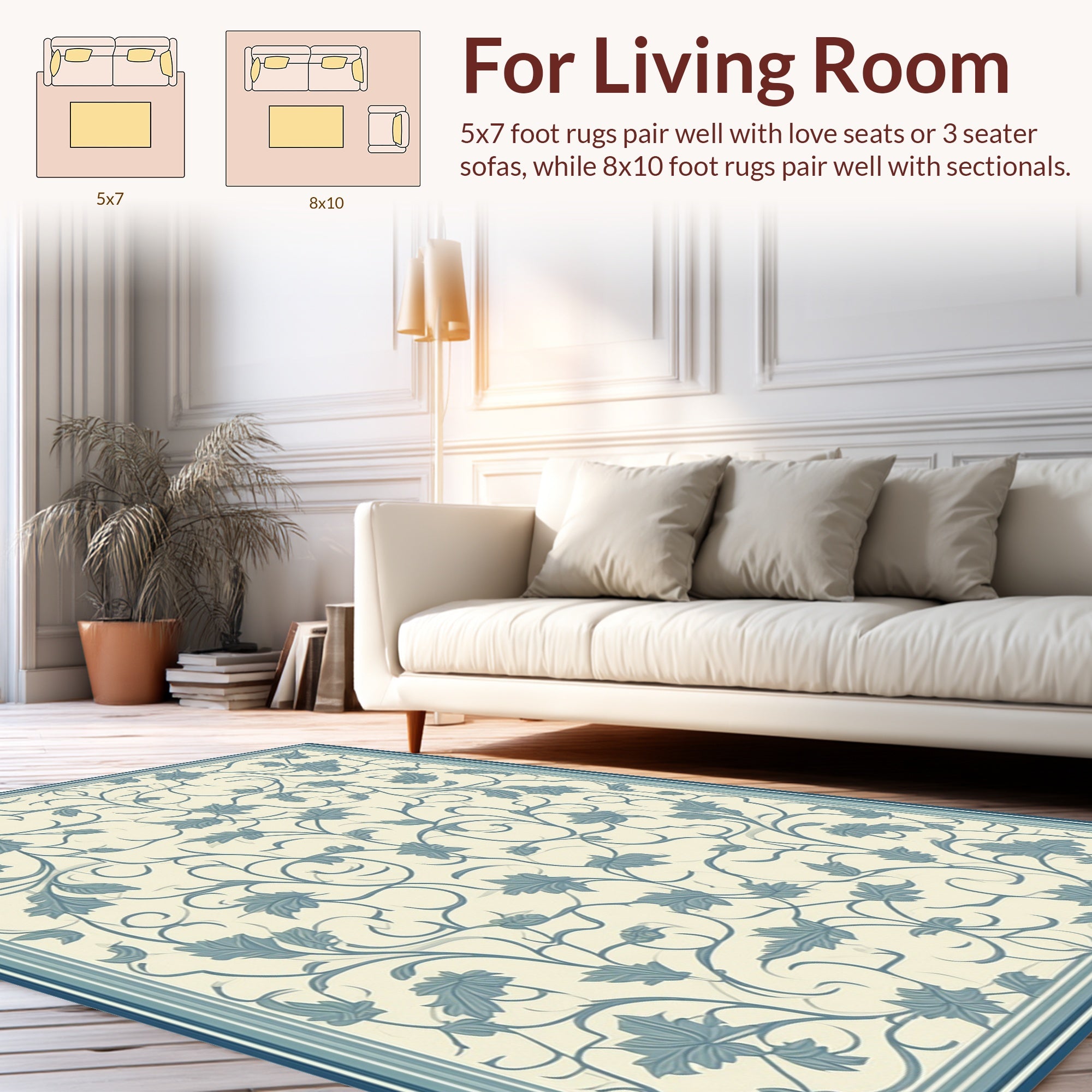 Vintage Floral Scroll Pattern Rug