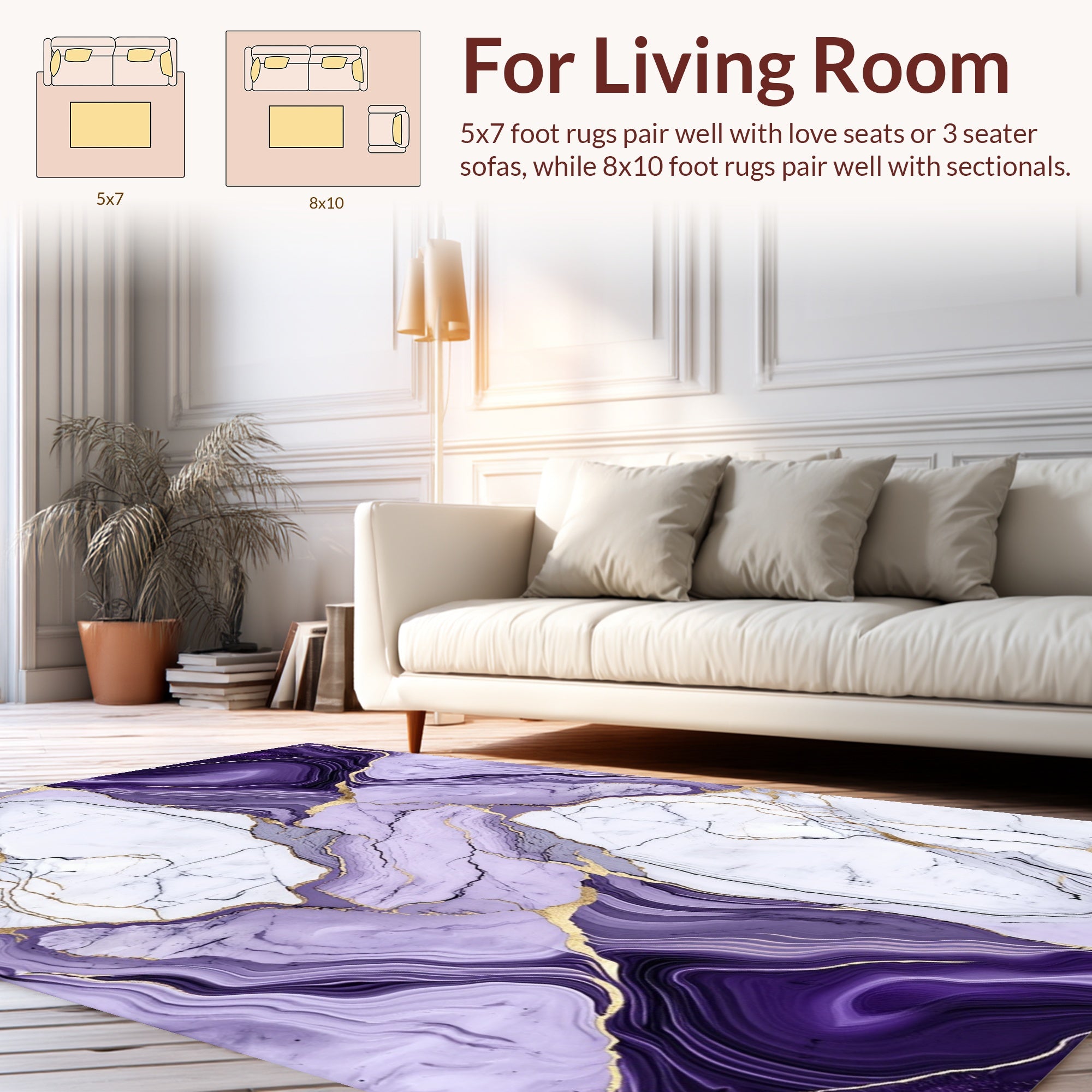 Amethyst Agate Veined Marble Pattern Rug
