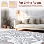 Floral Abstract Gray White Design Rug