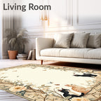 Floral Cats And Butterflies Scenic Design Rug