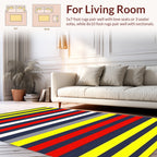 Bold Striped Red Yellow Blue Rug