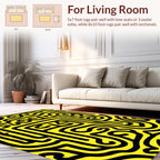Bold Yellow Labyrinth Pattern Rug
