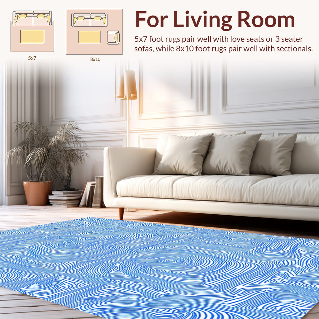 Blue Swirl Contour Abstract Pattern Rug