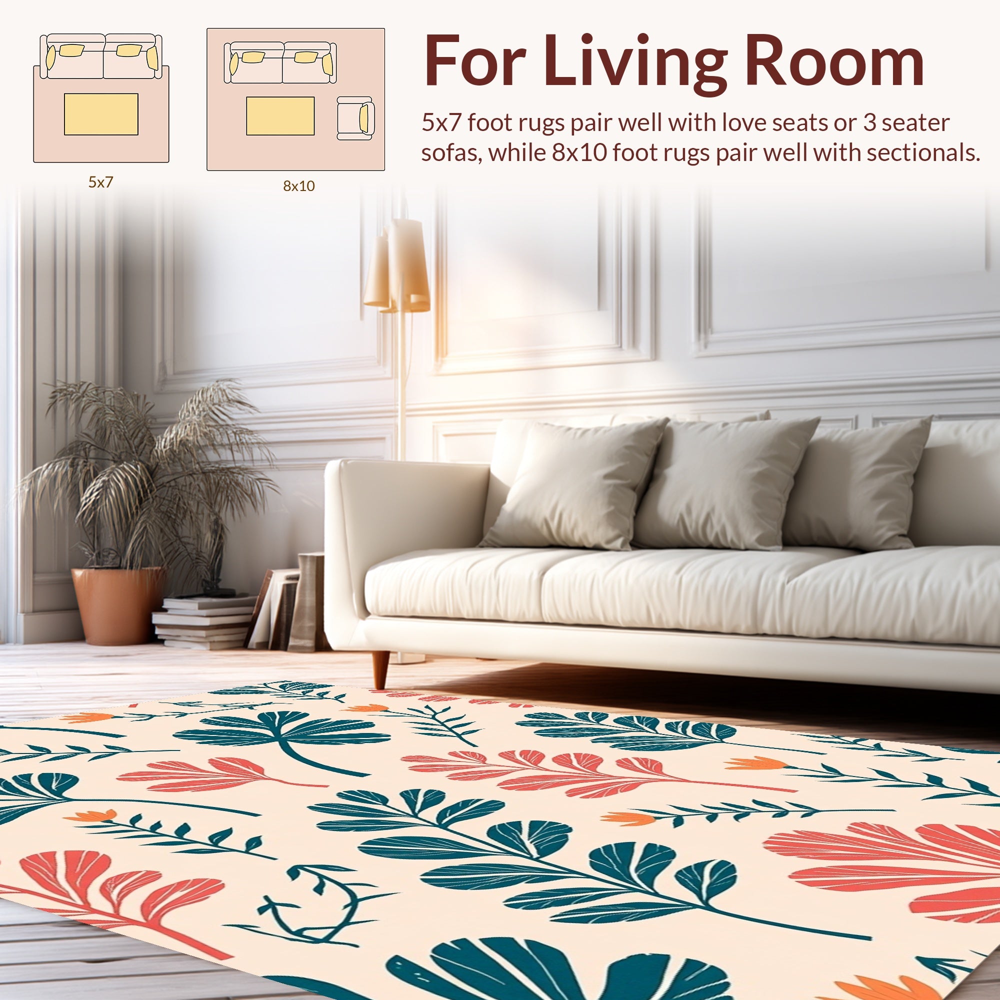 Botanical Branch Vibrant Pattern Rug