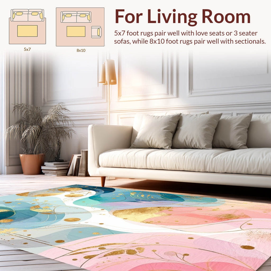 Abstract Gold Leaf Swirls Rug