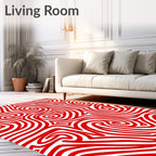 Bold Red Swirl Abstract Lines Rug