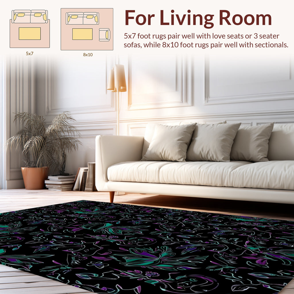 Rich Floral Pattern With Purple Teal Rug