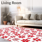 Red Snowflake Winter Snowfall Rug