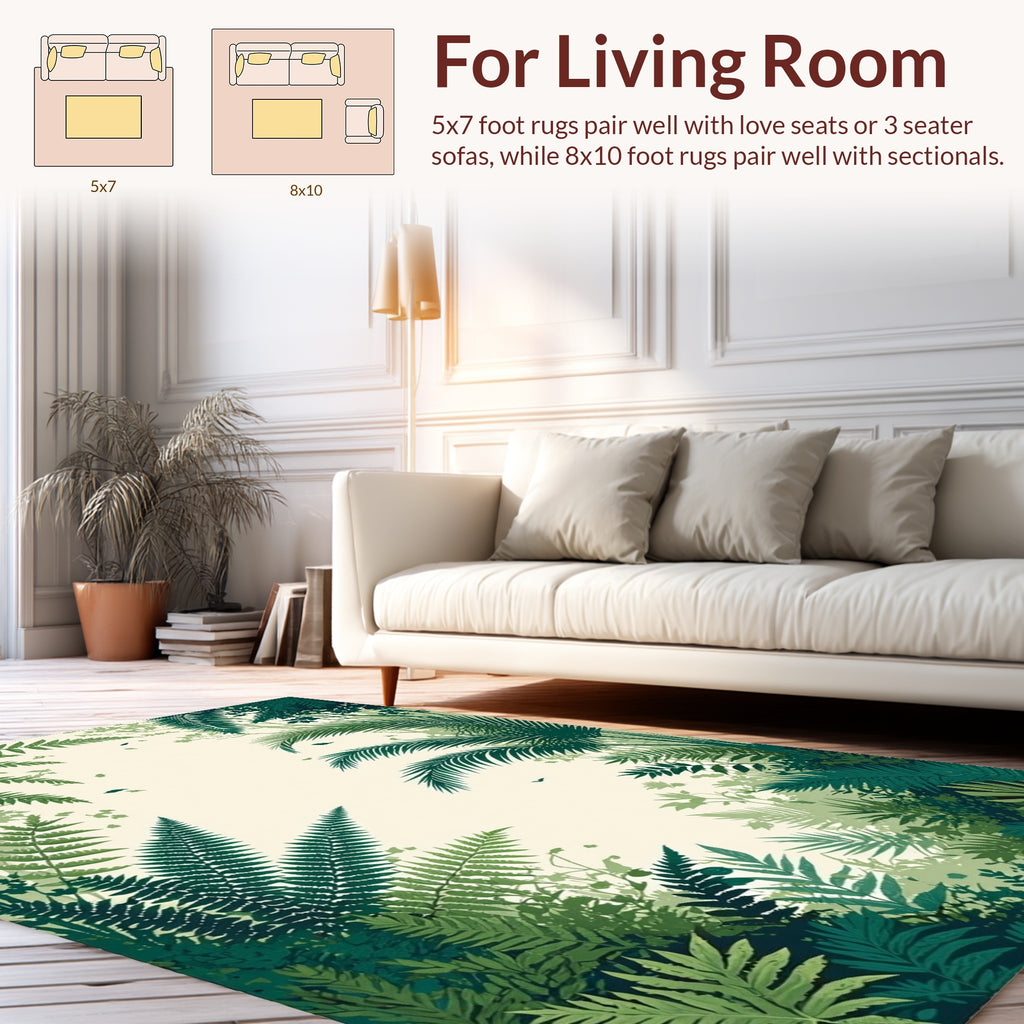 Lush Greenery Tropical Leaf Pattern Rug