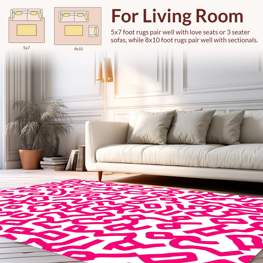 Lively Pink Abstract Pattern Rug