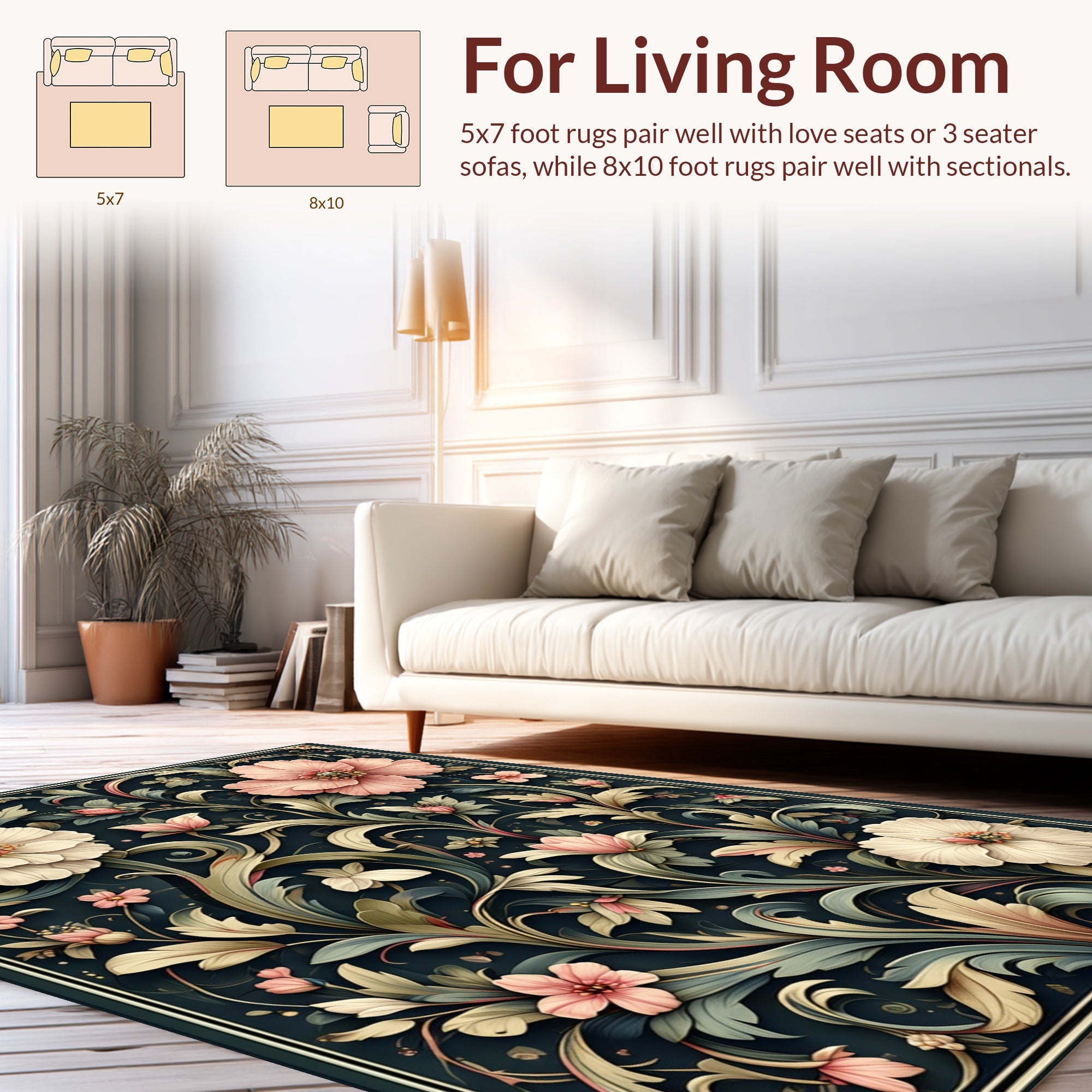 Vintage Floral Scrollwork Patterned Rug