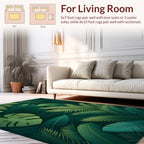 Tropical Green Leaf Pattern Rug