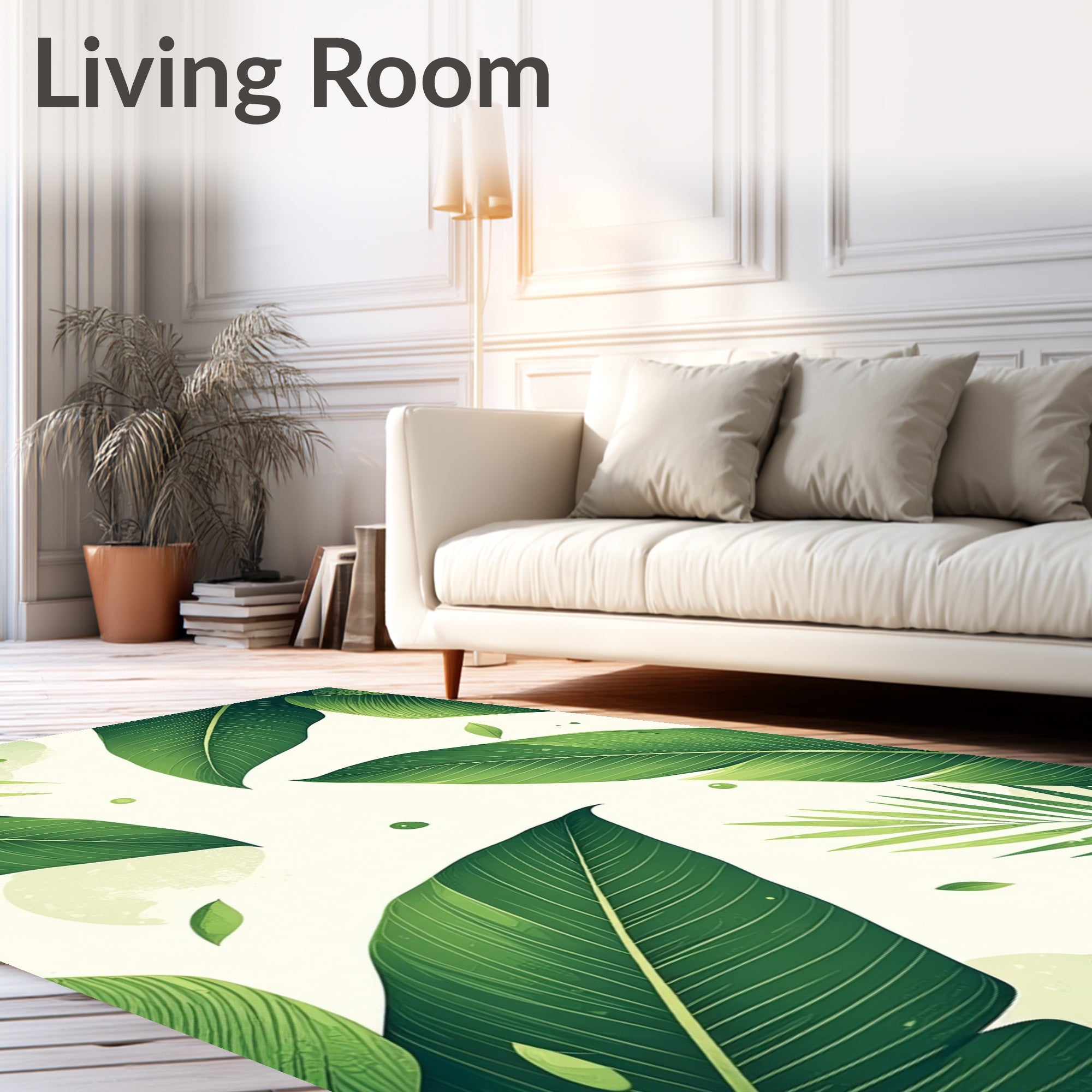 Lush Tropical Leaf Pattern Design Rug