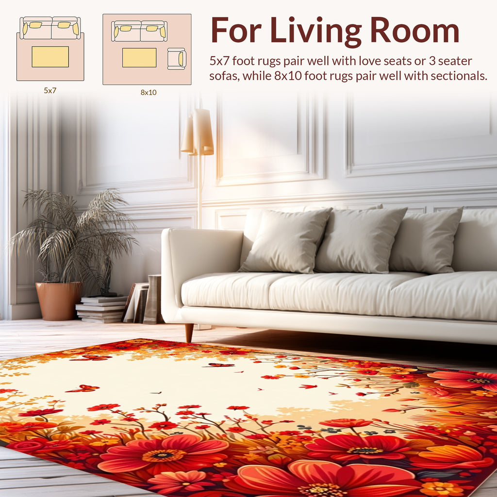 Autumn Floral Butterfly Garden Rug