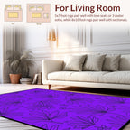 Vibrant Purple Leafy Tropical Pattern Rug