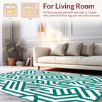Teal Geometric Interlocking Abstract Pattern Rug