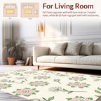 Pink Green Floral Pattern Rug