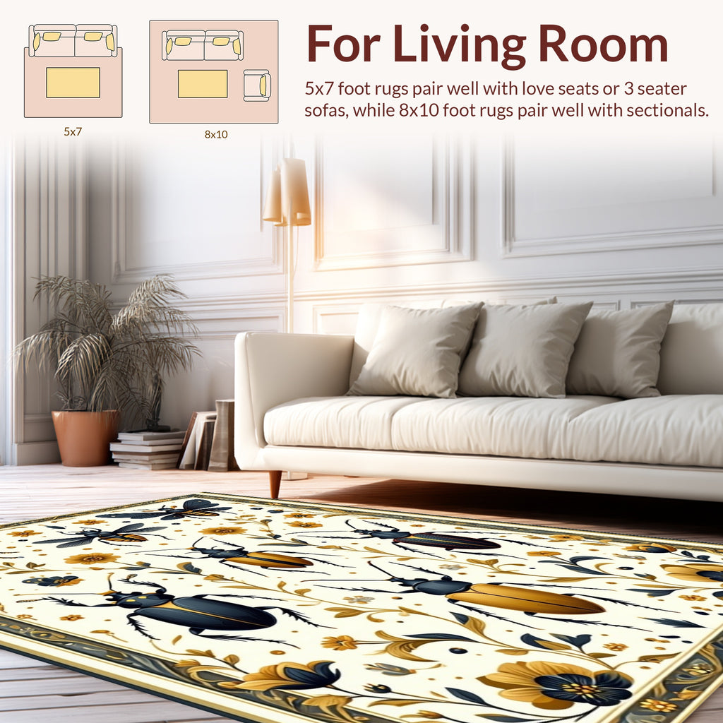 Entomology Art Nouveau Insect Floral Pattern Rug
