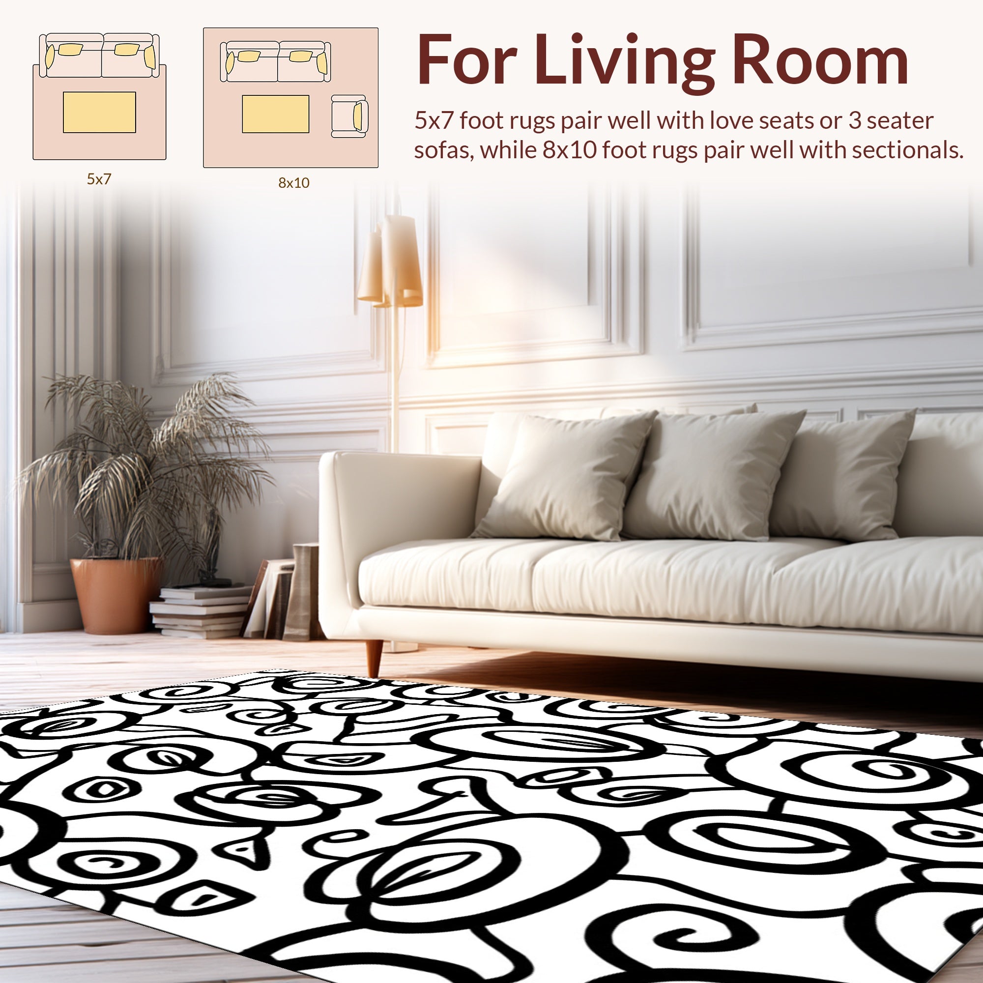 Abstract Swirls Organic Shapes Rug