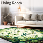 Whimsical Dragonflies In Green Forest Rug