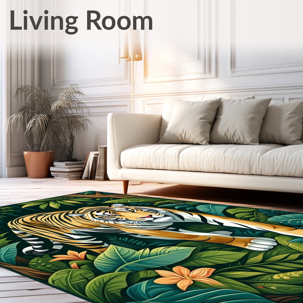Exotic Tiger Jungle Lush Design Rug