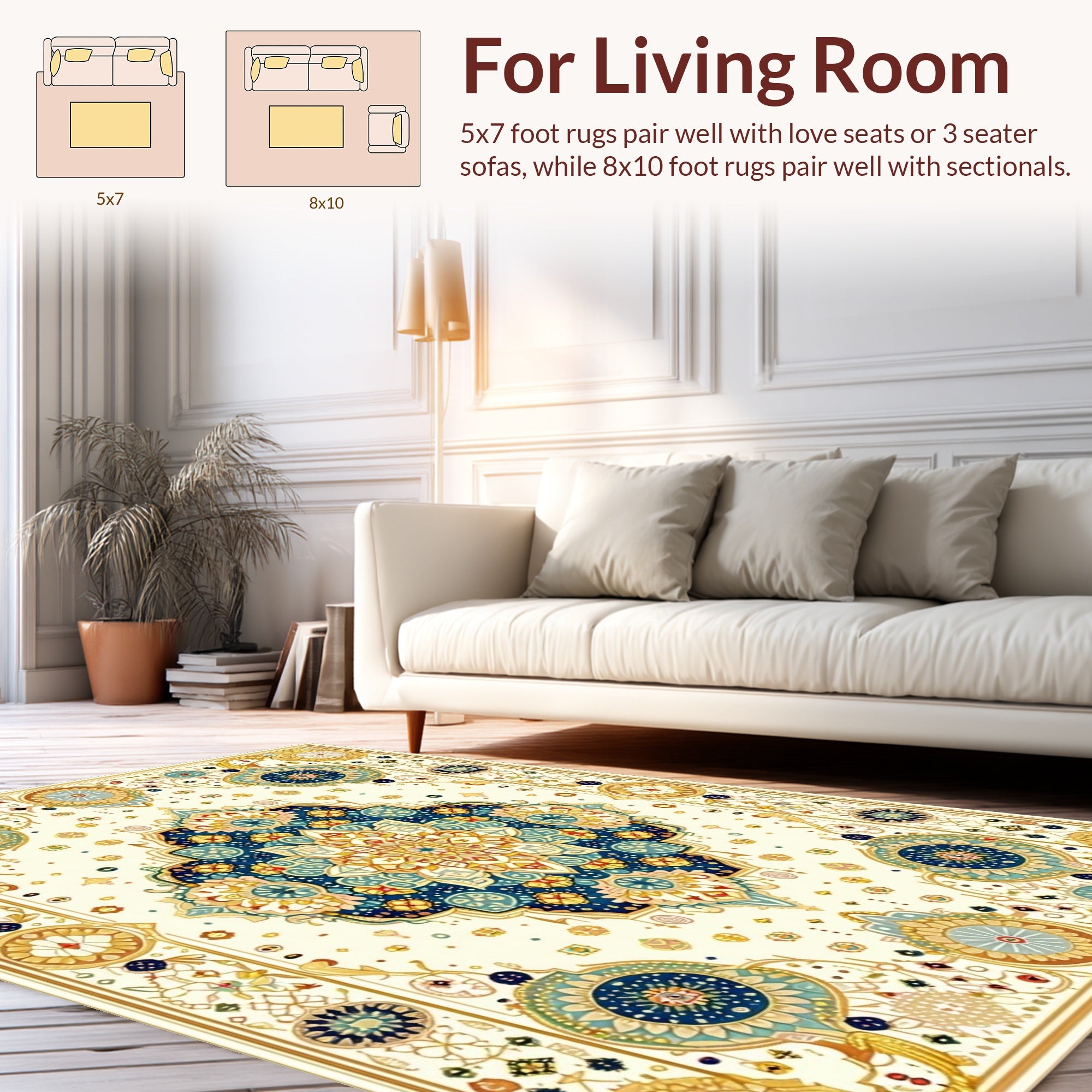 Ornate Medallion Floral Pattern Rug