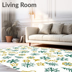 Green Gold Winter Woodland Collage Rug