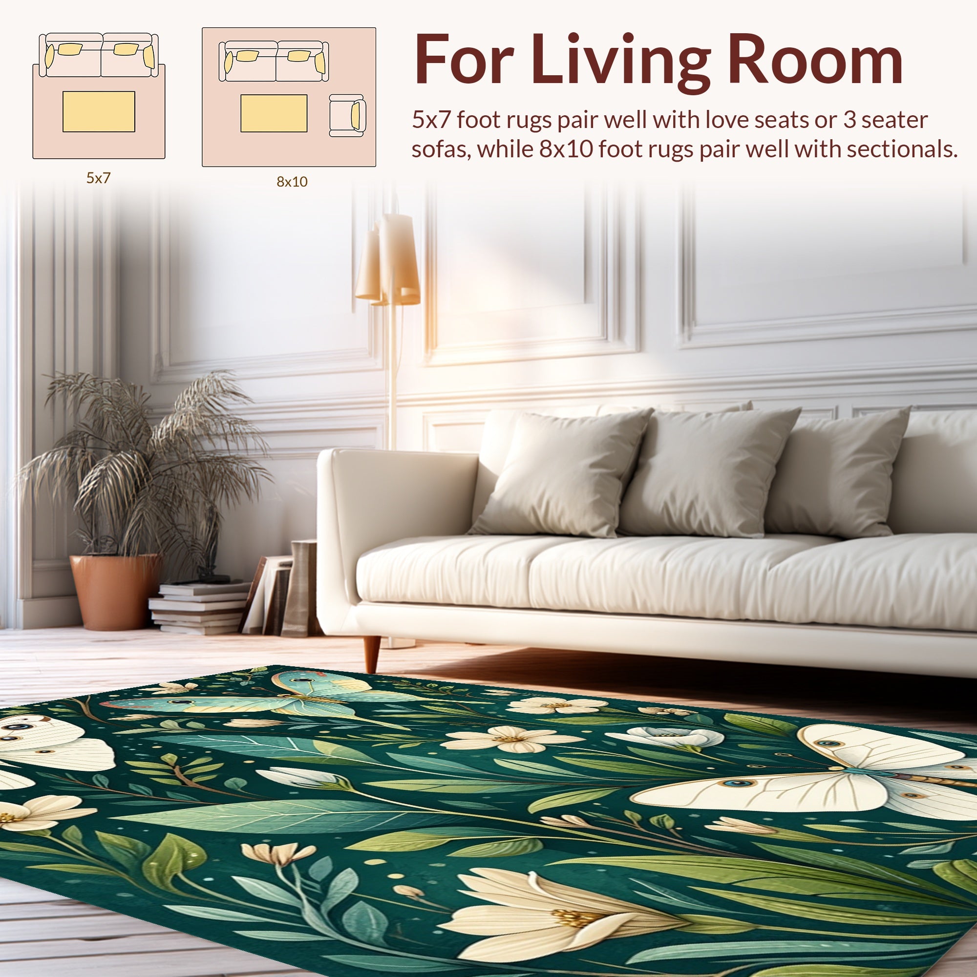 Enchanted Butterfly Garden Print Rug