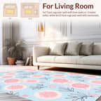 Pink Floral Botanical Pattern Rug
