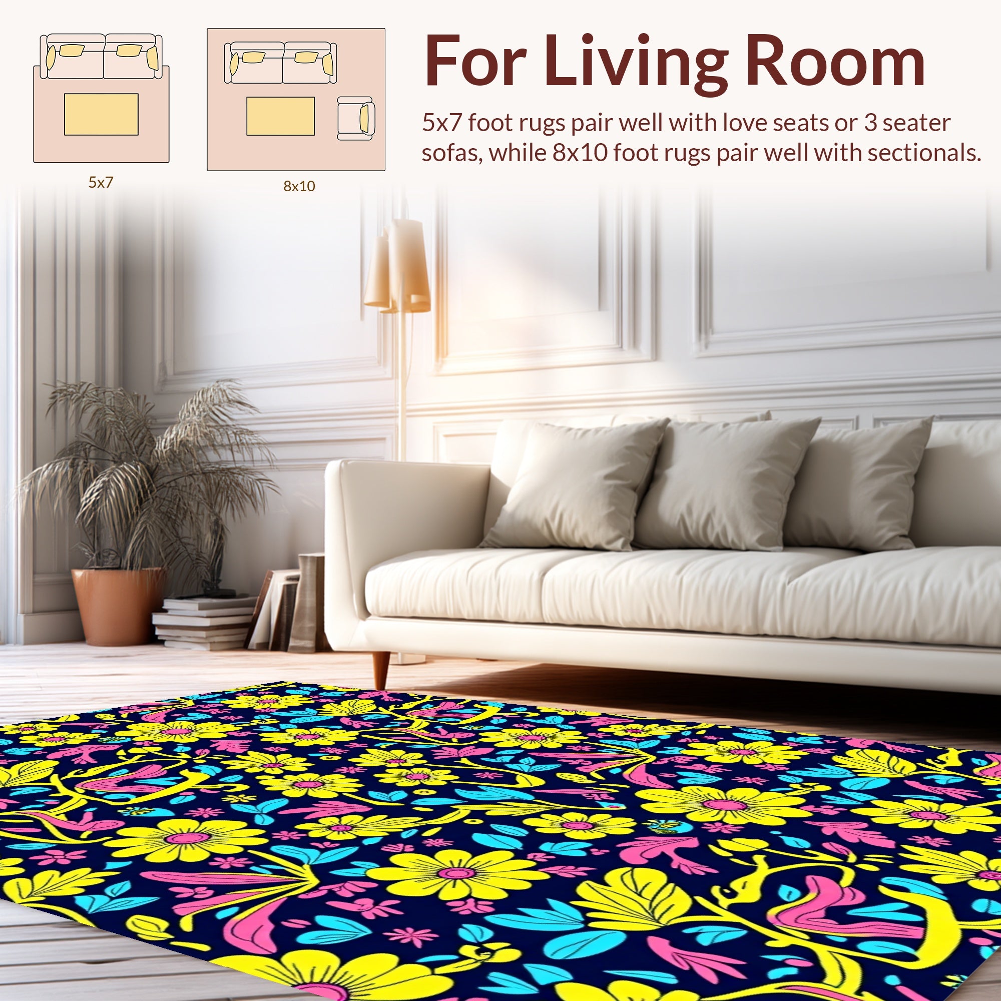 Vibrant Floral Burst Pattern Design Rug