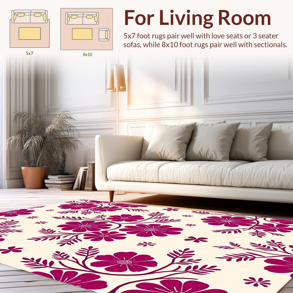 Fuchsia Floral Vine Pattern Rug