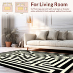 Black Ivory Geometric Maze Rug