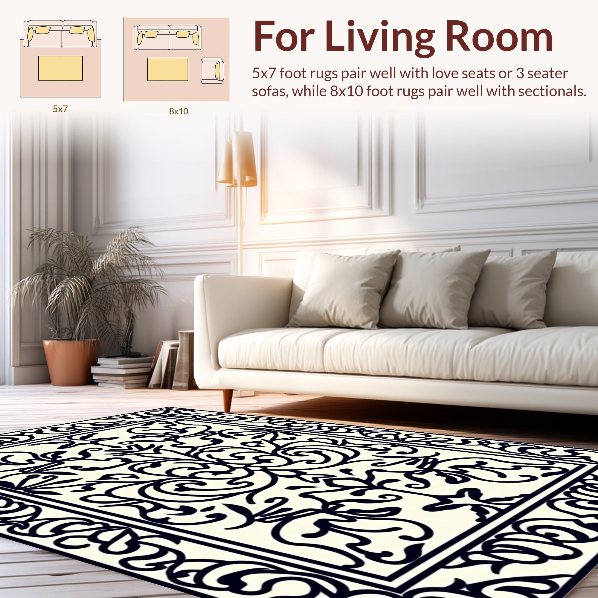 Classic Floral Scrollwork Artwork Rug