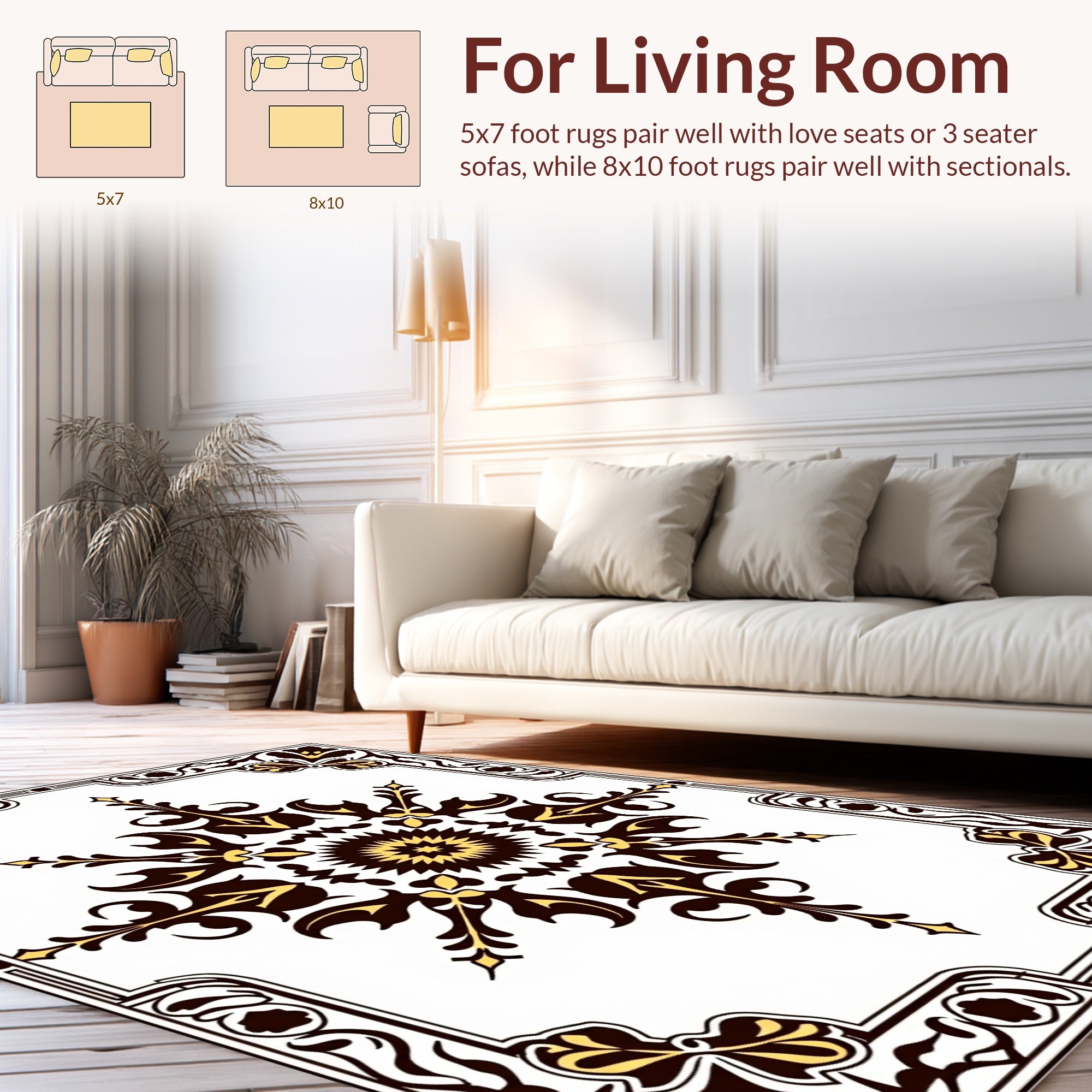 Exotic Floral Starburst Frame Rug