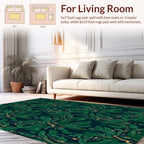 Dark Green Leafy Branch Pattern Rug
