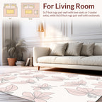 Delicate Pink Floral Line Art Pattern Rug