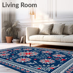 Red White Blue Floral Medallion Rug