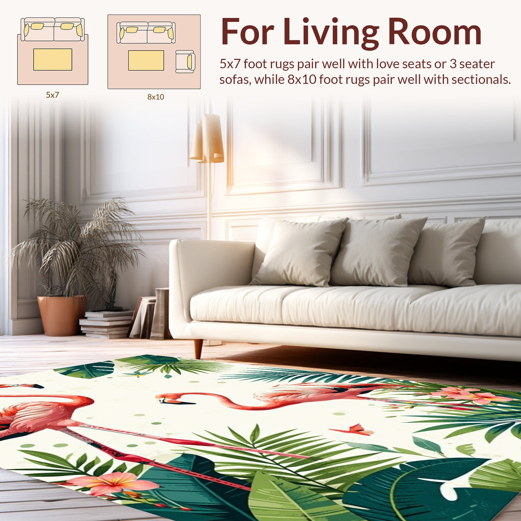 Tropical Flamingo Floral Nature Design Rug