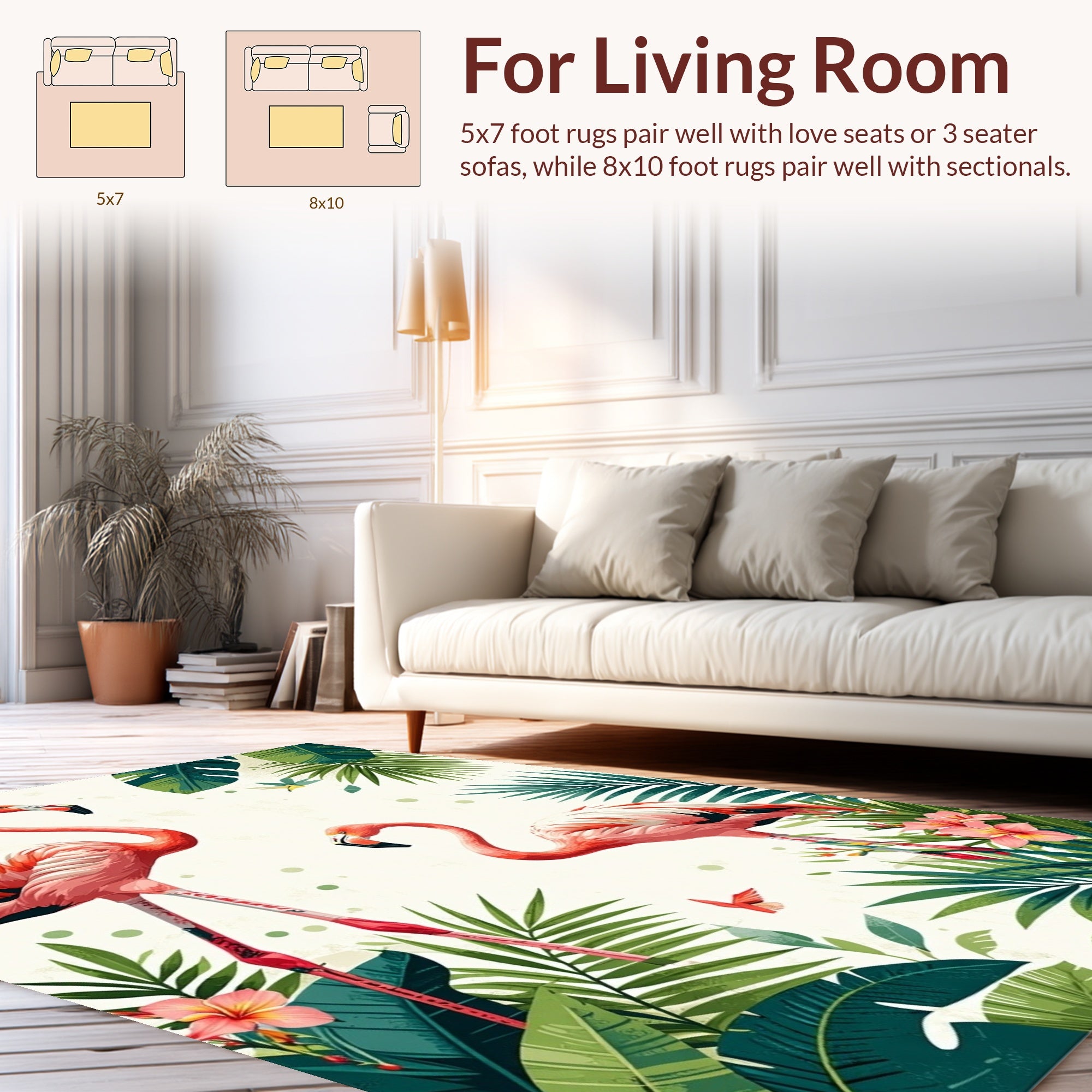 Tropical Flamingo Floral Nature Design Rug