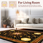 Golden Geometric Mandala Pattern Rug