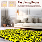Whimsical Animal Floral Yellow Rug