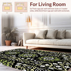 Black Floral Mandala Pattern Rug