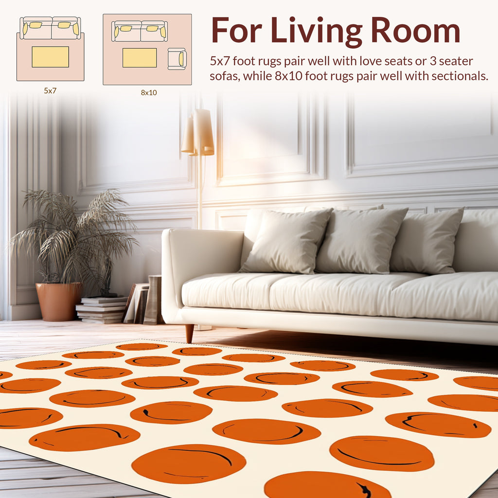 Abstract Orange Rounds Pattern Rug